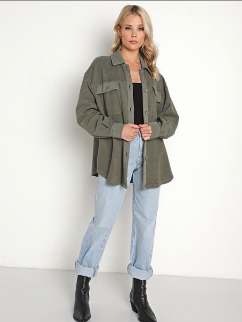 Z Supply Austen Washed Shirt Jacket Dusty Olive Utility Shacket Small